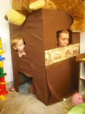 Last picture of Spencer's old cardboard hut.